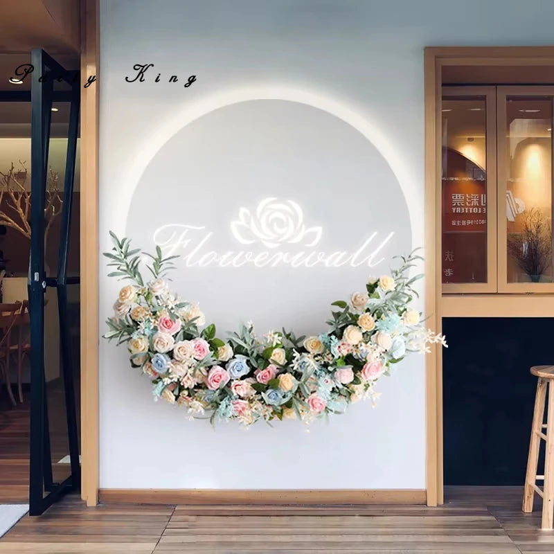 120cm Artificial Flower Arch Wedding Background Decoration Crescent Curve Flower Arrangement Window Display Props Decor