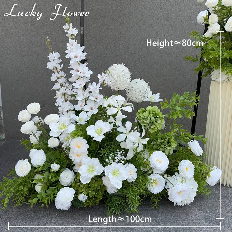 Artificial Flowers Wedding Decoration Hanging Flower Row Background Arch Decor Road Lead Flower Ball Floral Backdrop Arrangement