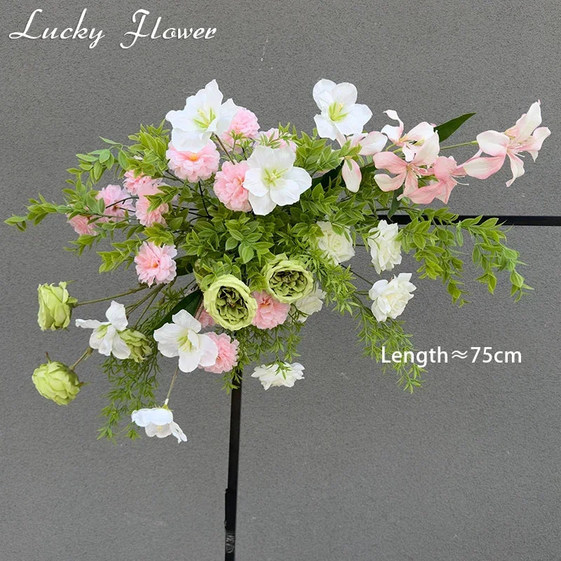 Artificial Flowers Wedding Decoration Hanging Flower Row Background Arch Decor Road Lead Flower Ball Floral Backdrop Arrangement