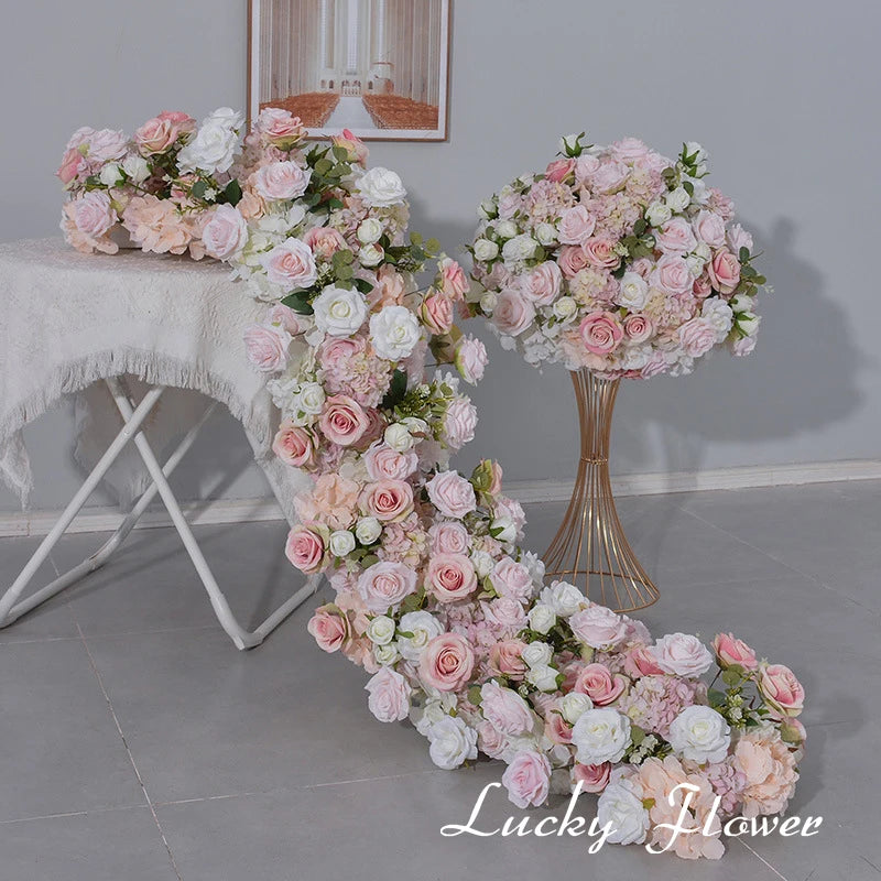 Artificial Flowers Table Centerpiece Floral Ball Wedding Decoration Table Sofa Flower Runner Long Flower Row Party Event Decor