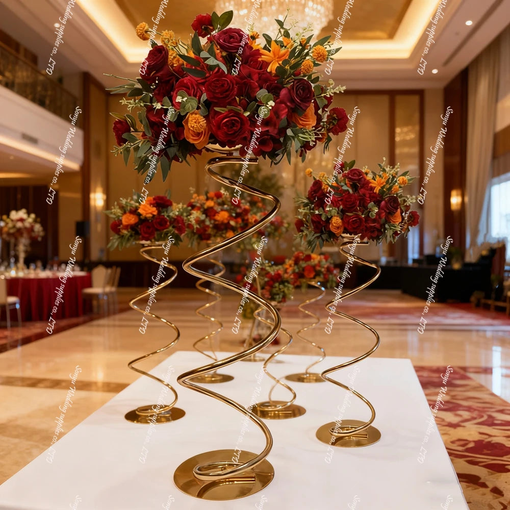 10pcs)60cm-100cm)f15 custom high gold metal flower stand S-shaped centerpiece wedding gold ornament for wedding table decoration