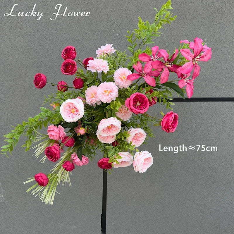 Artificial Flowers Wedding Decoration Hanging Flower Row Background Arch Decor Road Lead Flower Ball Floral Backdrop Arrangement