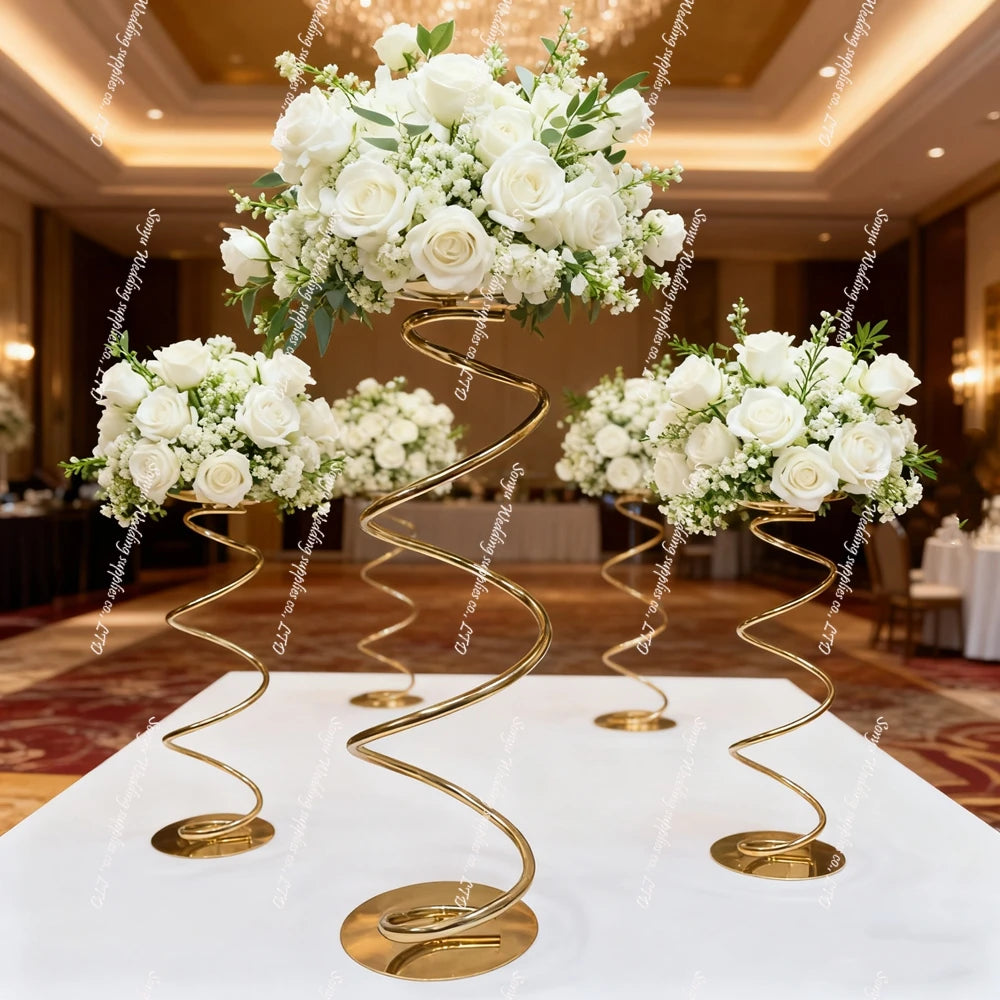 10pcs)60cm-100cm)f15 custom high gold metal flower stand S-shaped centerpiece wedding gold ornament for wedding table decoration