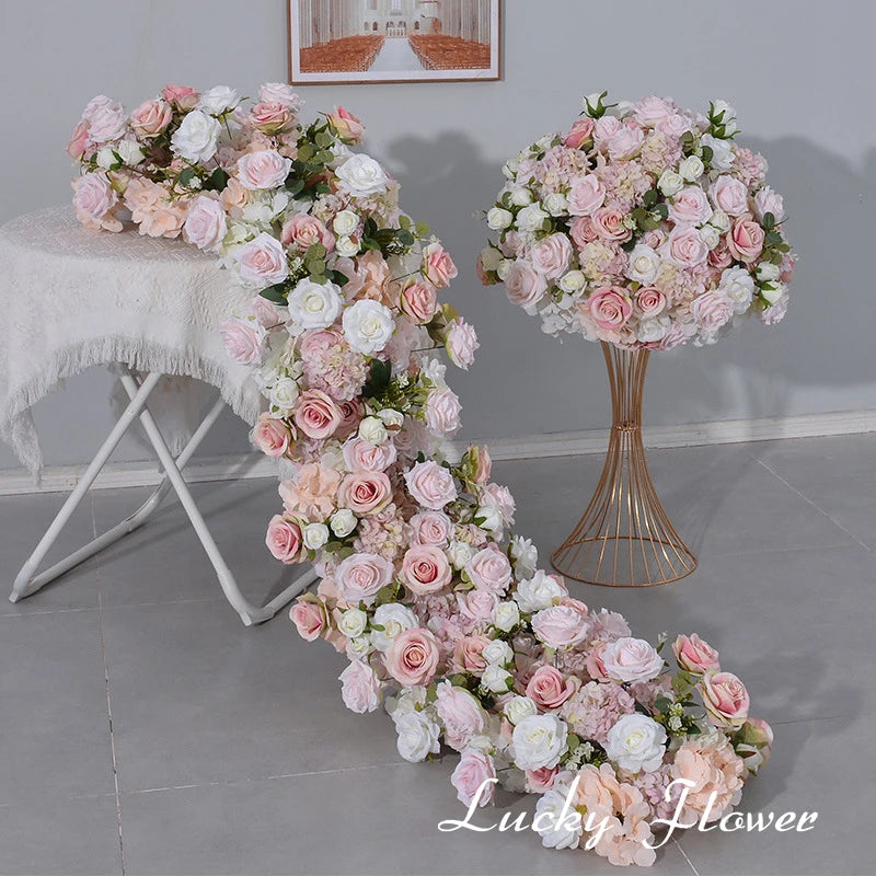 Artificial Flowers Table Centerpiece Floral Ball Wedding Decoration Table Sofa Flower Runner Long Flower Row Party Event Decor