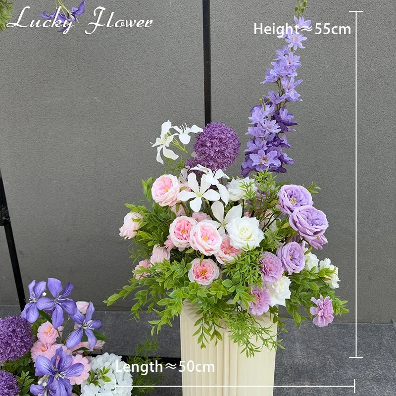 Artificial Flowers Wedding Decoration Hanging Flower Row Background Arch Decor Road Lead Flower Ball Floral Backdrop Arrangement