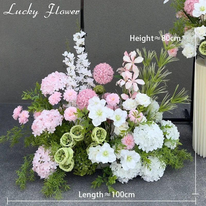 Artificial Flowers Wedding Decoration Hanging Flower Row Background Arch Decor Road Lead Flower Ball Floral Backdrop Arrangement