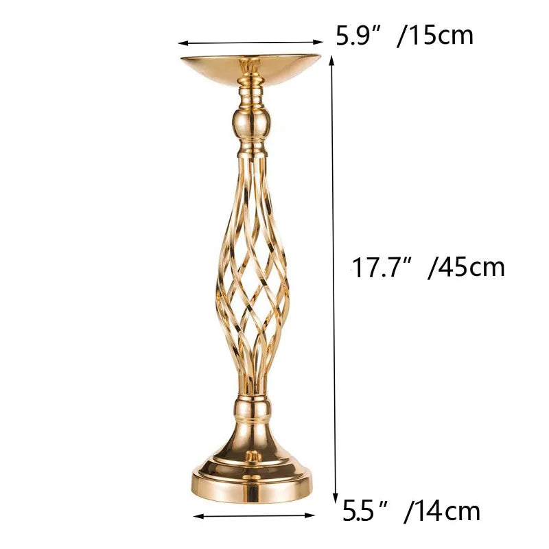 10 Pcs Metal Flower Arrangement Stand Wedding  Centerpieces  20 Inch Tall Elegant   Vase Gold Candelabra