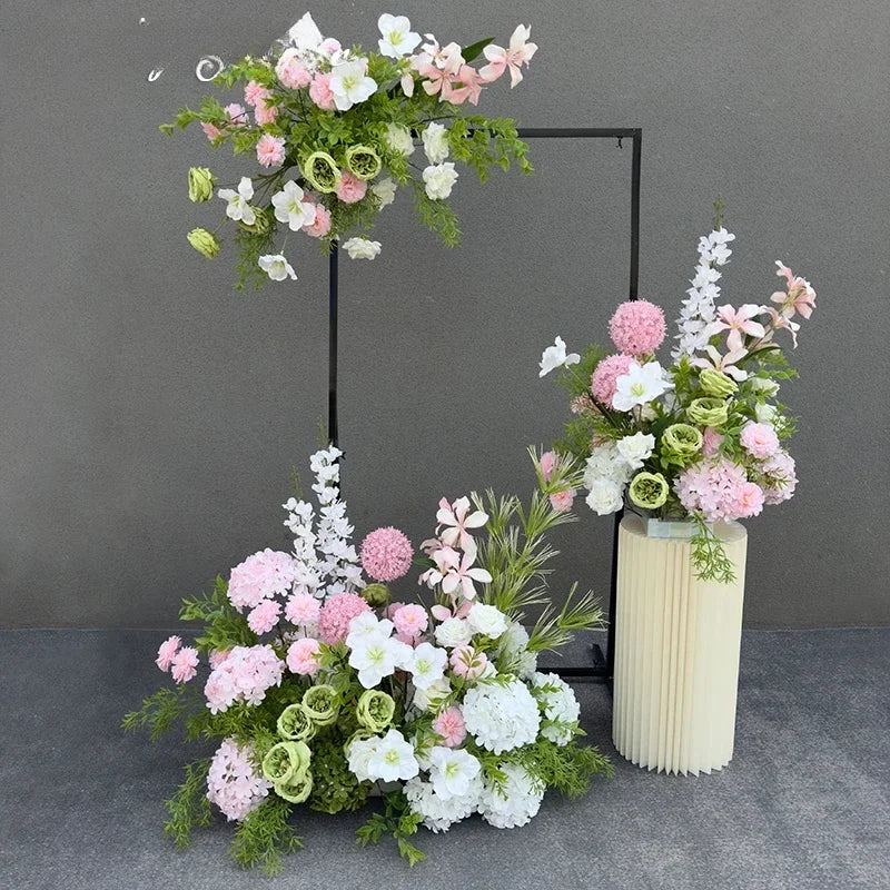 Artificial Flowers Wedding Decoration Hanging Flower Row Background Arch Decor Road Lead Flower Ball Floral Backdrop Arrangement