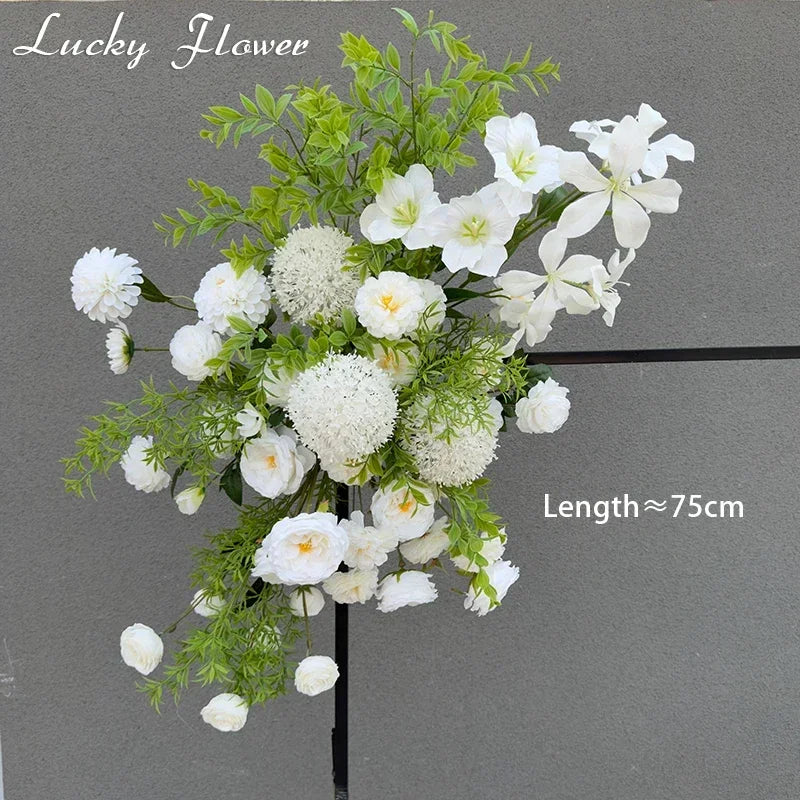 Artificial Flowers Wedding Decoration Hanging Flower Row Background Arch Decor Road Lead Flower Ball Floral Backdrop Arrangement