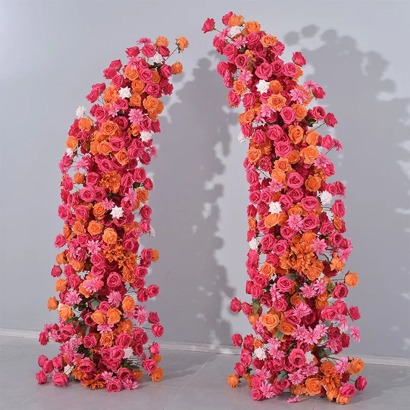 2.3M New Artificial Flower Rose Red Orange Horn Stand Floral Arrangement Proposal Engagement Arch Decoration