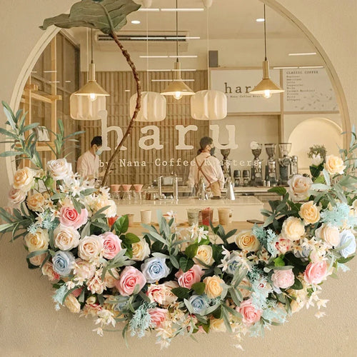 120cm Artificial Flower Arch Wedding Background Decoration Crescent Curve Flower Arrangement Window Display Props Decor