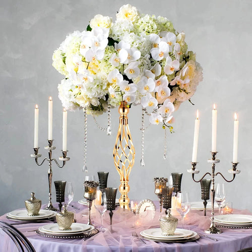 10 Pcs Metal Flower Arrangement Stand Wedding  Centerpieces  20 Inch Tall Elegant   Vase Gold Candelabra