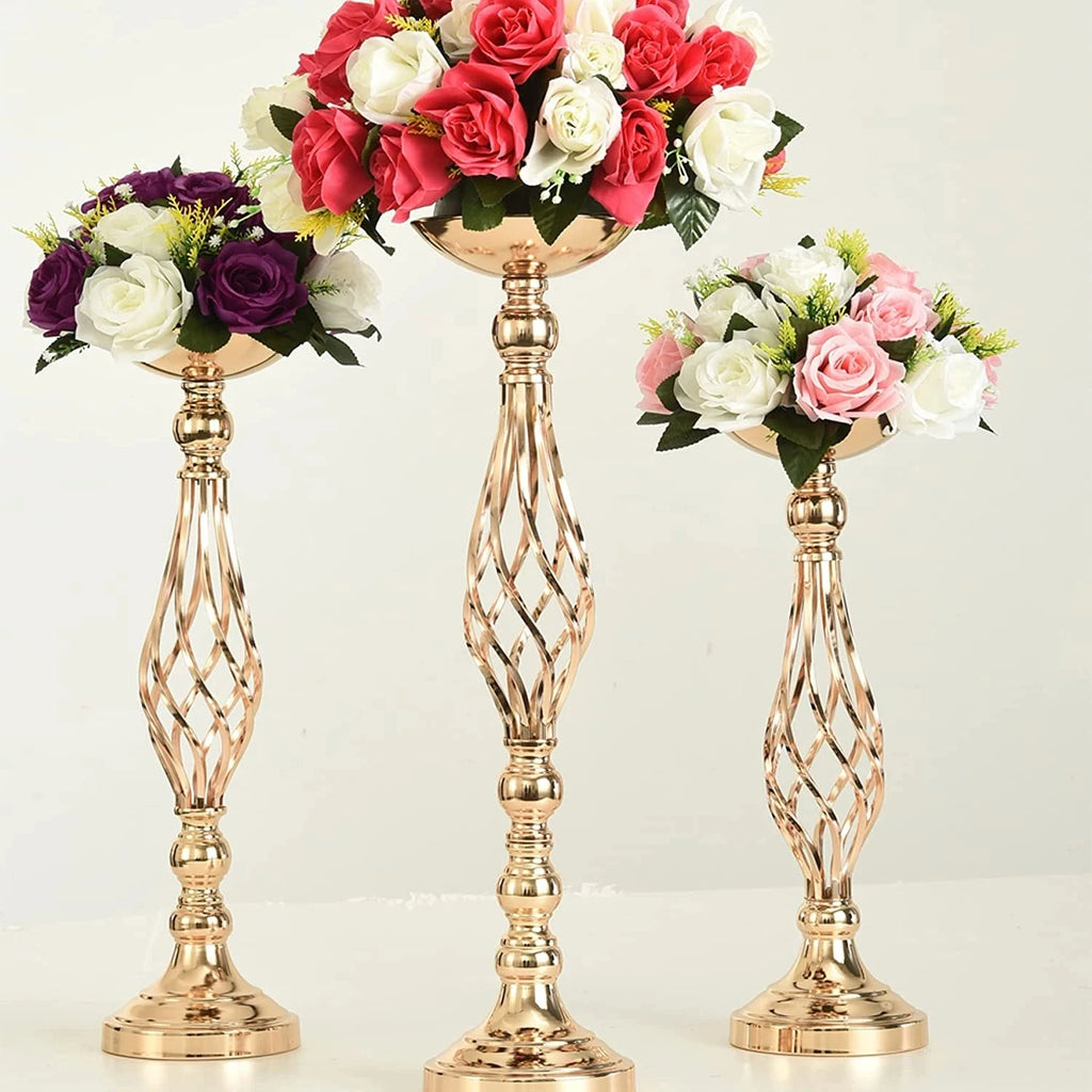10 Pcs Metal Flower Arrangement Stand Wedding  Centerpieces  20 Inch Tall Elegant   Vase Gold Candelabra