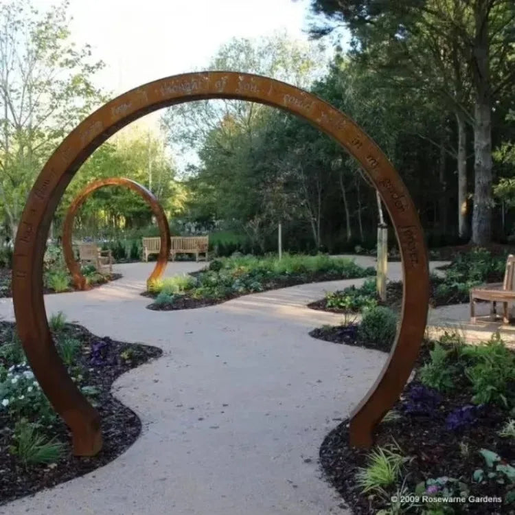 Decorative Large Metal Garden Moon Gate Corten Steel Villas Arch Metal Moon Gate for Backyard Gardens