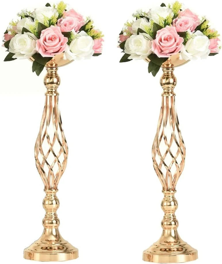 10 Pcs Metal Flower Arrangement Stand Wedding  Centerpieces  20 Inch Tall Elegant   Vase Gold Candelabra