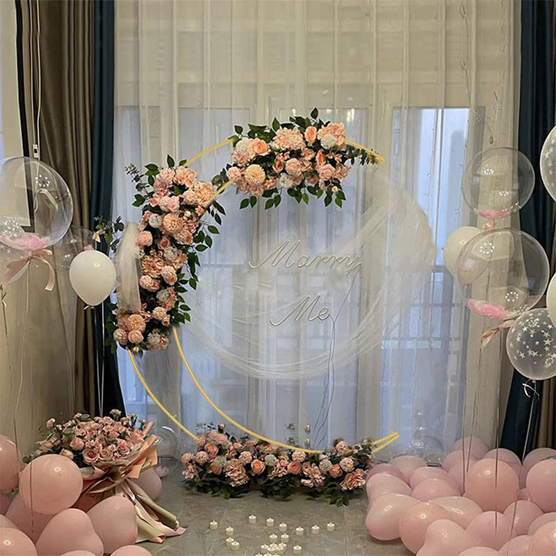 Balloon Arch Stand Curved Wedding Arch Backdrop Stand Moon Arch for Ceremony Birthday Party Bride Baby Shower Arch Backdrop Stan