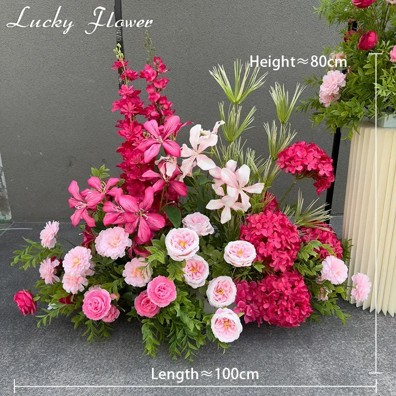 Artificial Flowers Wedding Decoration Hanging Flower Row Background Arch Decor Road Lead Flower Ball Floral Backdrop Arrangement