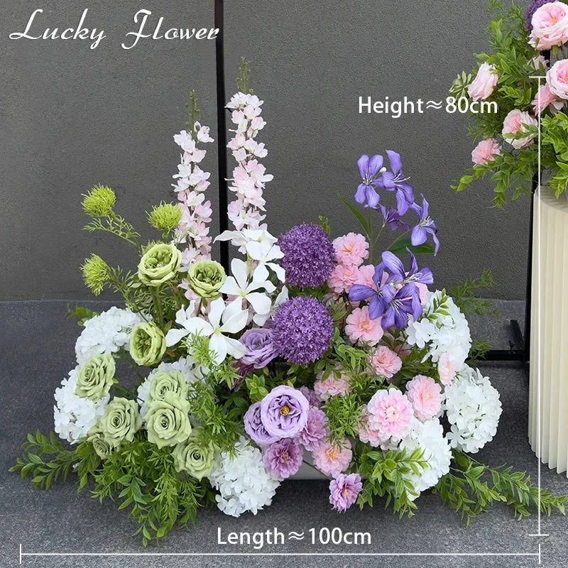 Artificial Flowers Wedding Decoration Hanging Flower Row Background Arch Decor Road Lead Flower Ball Floral Backdrop Arrangement