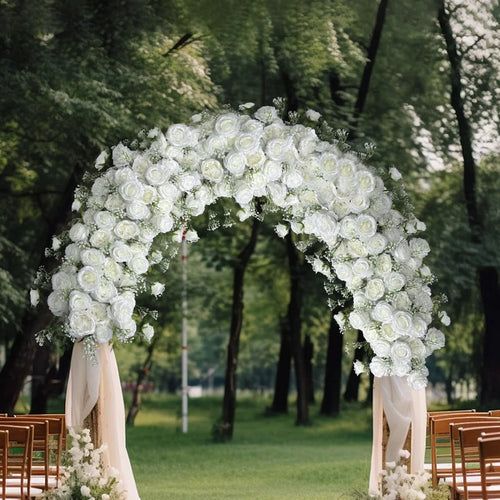 105cm Luxury White Rose Artificial Flower Row Wedding Table Centerpiece Flowers Backdrop Wall Arches Decor Party Stage Floral