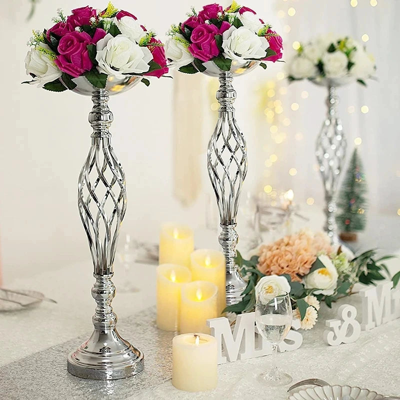 10 Pcs Metal Flower Arrangement Stand Wedding  Centerpieces  20 Inch Tall Elegant   Vase Gold Candelabra
