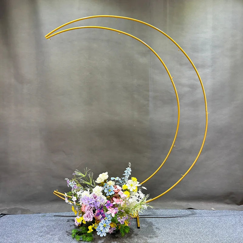 Balloon Arch Stand Curved Wedding Arch Backdrop Stand Moon Arch for Ceremony Birthday Party Bride Baby Shower Arch Backdrop Stan