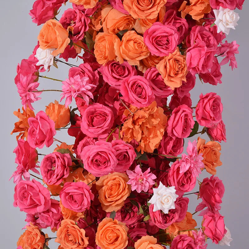 2.3M New Artificial Flower Rose Red Orange Horn Stand Floral Arrangement Proposal Engagement Arch Decoration