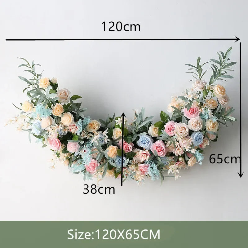 120cm Artificial Flower Arch Wedding Background Decoration Crescent Curve Flower Arrangement Window Display Props Decor