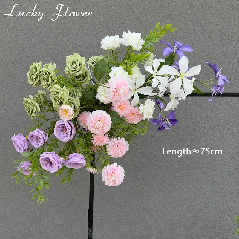 Artificial Flowers Wedding Decoration Hanging Flower Row Background Arch Decor Road Lead Flower Ball Floral Backdrop Arrangement