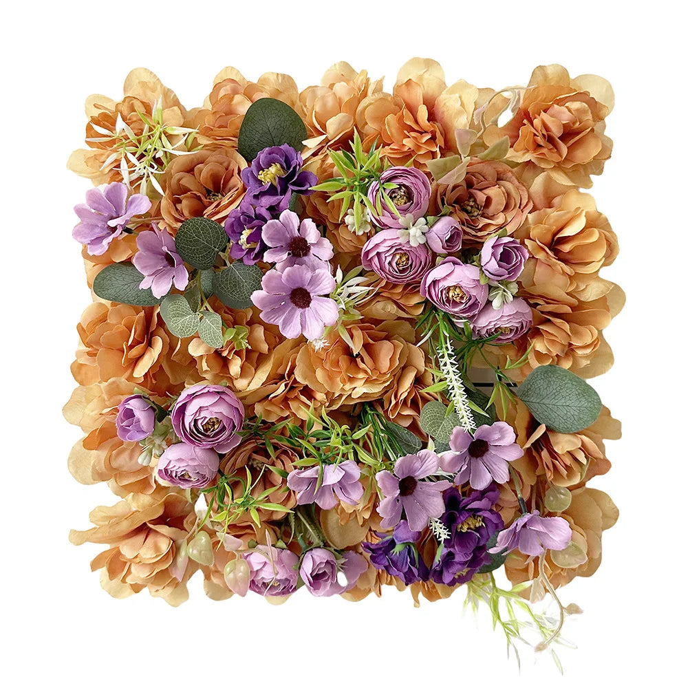 6Pcs Flower Wall Panels Silk Rose Floral Decorative Faux Flower Wall Background for Wedding Home Decoration Shop Party Backdrop