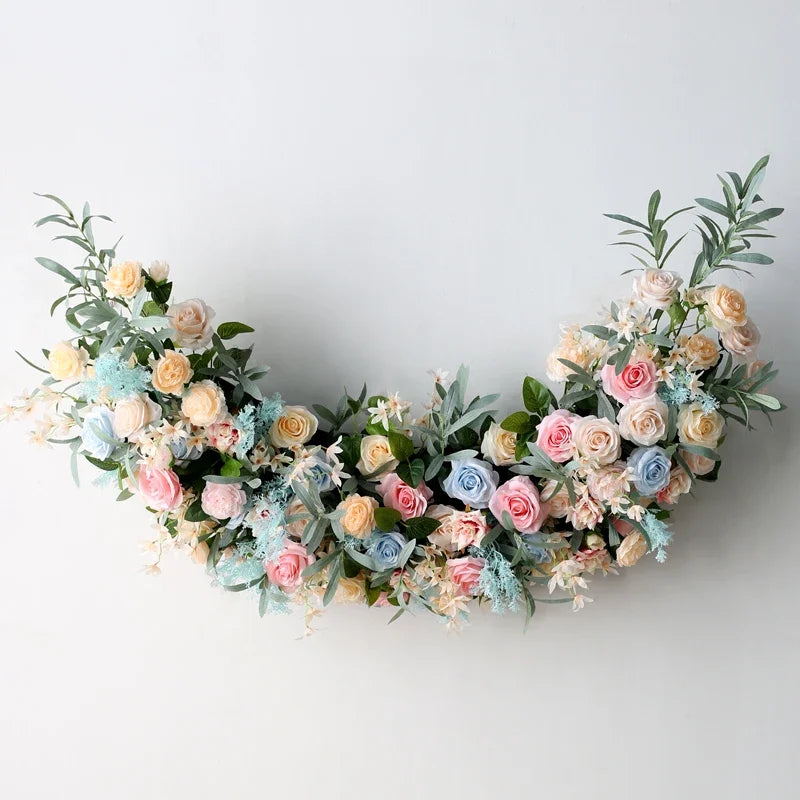 120cm Artificial Flower Arch Wedding Background Decoration Crescent Curve Flower Arrangement Window Display Props Decor