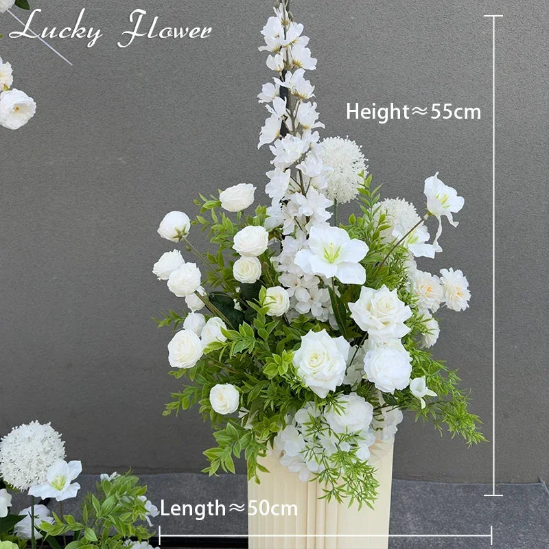 Artificial Flowers Wedding Decoration Hanging Flower Row Background Arch Decor Road Lead Flower Ball Floral Backdrop Arrangement